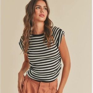 Black and White Striped Knit Top